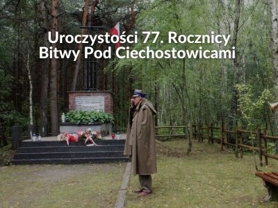 Grafika informuje o nadchodzących obchodach patriotycznych związanych z 77. rocznicą Bitwy I batalionu 172 pp AK.