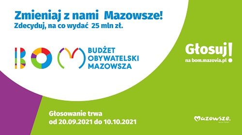 Budżet Obywatelski Mazowsza z nami zmieniaj mazowsze. Głosowanie od 20 wrzesnia do 10 października.