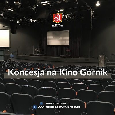 Grafika przedstawia sale kinową Kina Górnik. Na grafice widnieje także napis "Koncesja na Kino Górnik".