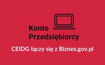 Logo biznes.gov.pl przedstawiające komputer. Pod nim biały napis: CEIDG łączy się z biznes.gov.pl CEIDG